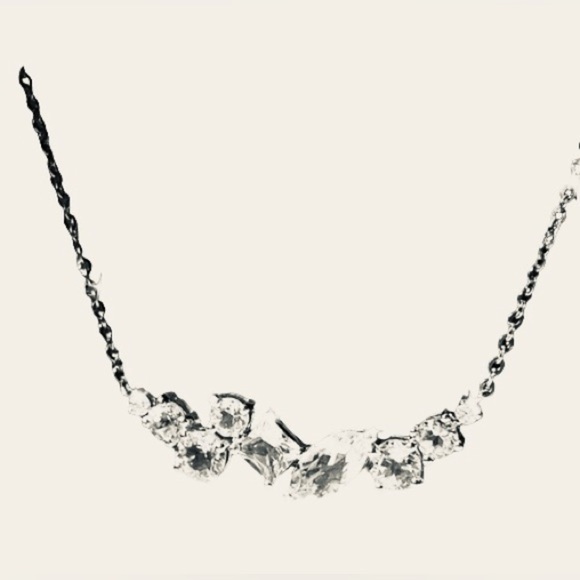 Round Square and Marquise cut Cubic Zirconias on 18” Chain Collar Necklace - Picture 7 of 10